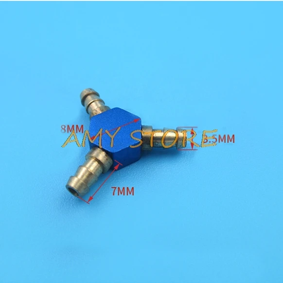 Tee Y Type 3.5mm Hose Barbed 3 Way Air Joint Fitting Connector Coupler  Tube Blue Pipe Waterway Oil Nozzle Aircraft Ship Model