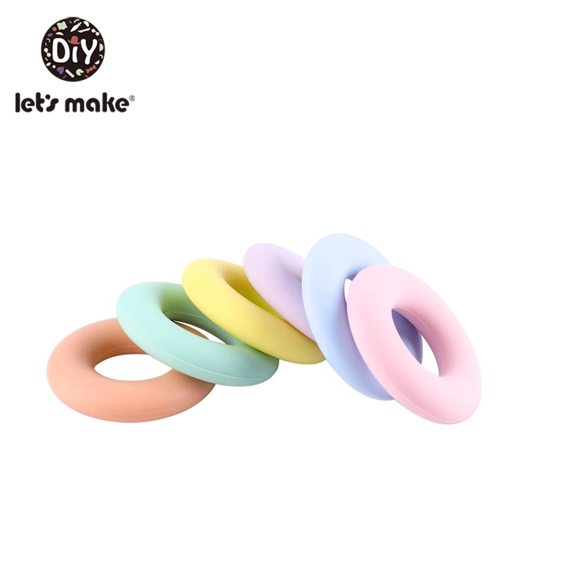 10pc 실리콘 젖니 비즈 40mm 아기 장난감 수유 목걸이 딸랑이 아기 수유 실리콘 링 아기 Teether