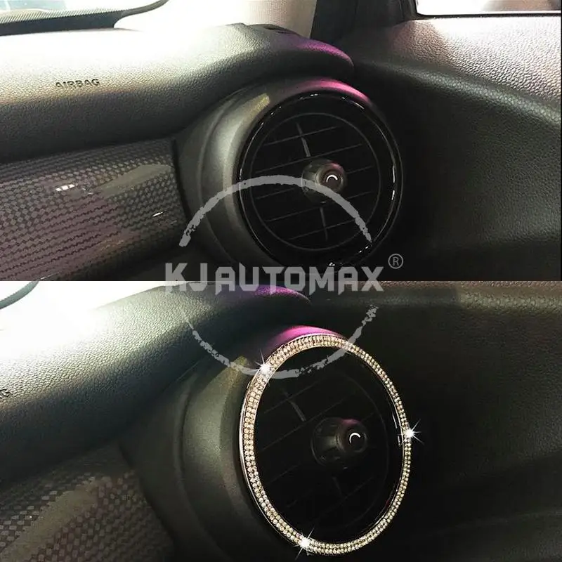 KJAUTOMAX For Mini Cooper F56 2014-2016 Sticker Air Outle Decoration Bling Ring Zinc Alloy Crystal 2pcs