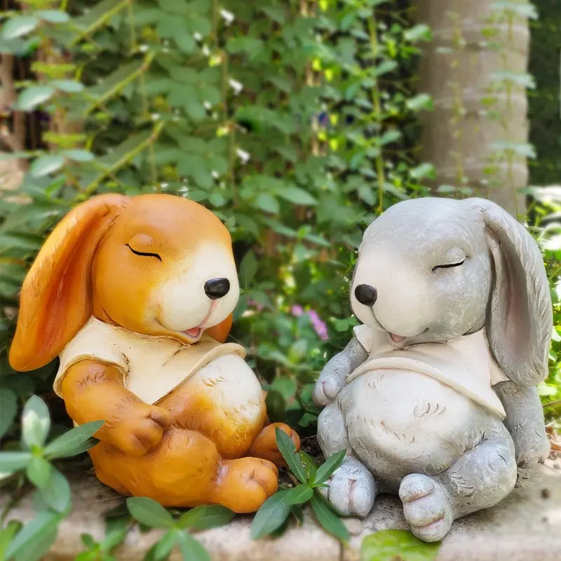 

Pastoral Cute Simulation Sleeping Rabbit Resin Ornaments Outdoor Garden Lawn Sculpture Crafts Villa Balcony Figurines Decoration