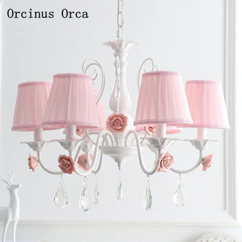 Imagem -05 - Lustre Romântico Europeu de Rosa Rosa Lustre para Meninas Quarto de Crianças Lâmpada de Quarto de Princesa Lustre de Flor Rústico Coreano