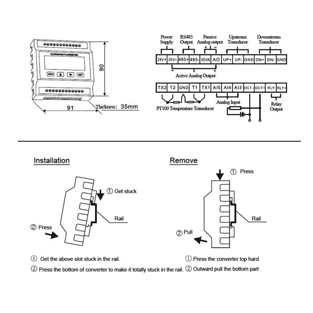 TUF-2000M Ultrasonic Water Flow Meter TS-2/TM-1/TL-1 Transducer Module Digital Liquid Flowmeter Used For Metal Or Plastic Pipe