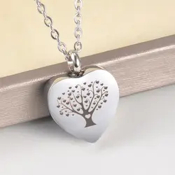 Life Tree Heart Cremation Urn Necklace Ash Jewelry Memorial Keepsake Pendant