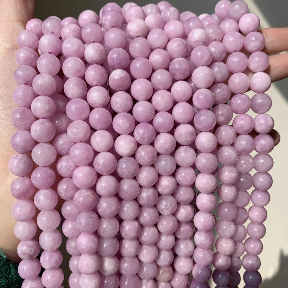 Natural Angelite Stone Purple Chalcedony Jades Round Loose Spacer Beads For Jewelry Making DIY Bracelet 15'' 4 6 8 10 12mm