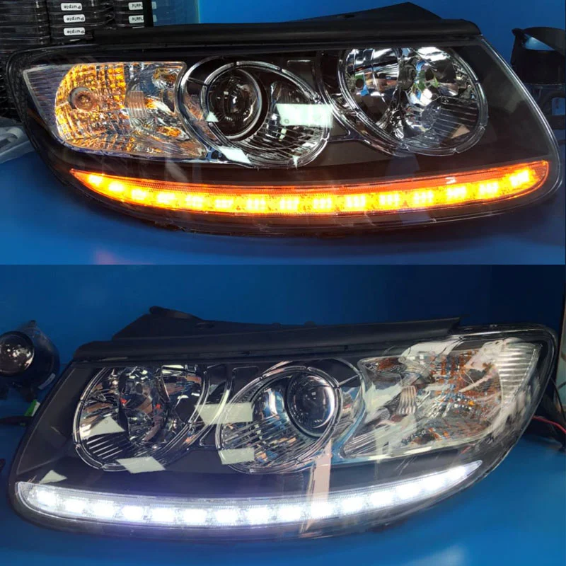 

Eosuns Hid Led Headlight Assembly Angel Eye Daytime Running Light with Turn Signal for Hyundai Santafe