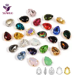 YANRUO Fancy Rhinestones Glass Drop Pear Diamond Stones for Crafts Sewing Ornaments Bright for Accessories