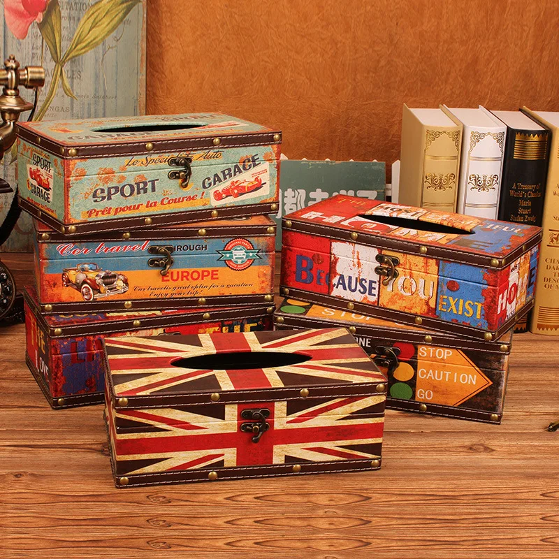 British style tissue box, household goods, creative restaurant tray, car cylinder paper tray, napkin tray