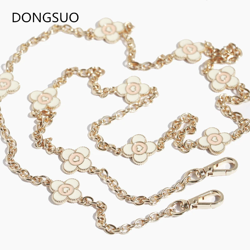 

Designer chain strap 0.5cm 5mm Decoration flower gold metal charms handbag bag purse replacement Accessories Hardware quality