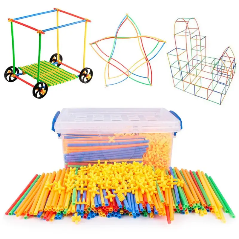 

Colorful Plastic Straw Assembled Children Build Tunnel Games Blocks Educational Toys Indoor Outdoor Combined Puzzle Play Game