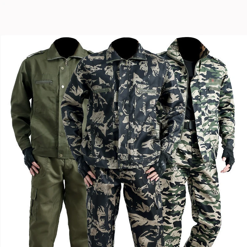 

Men's Outdoor Training Camouflage Uniform Wear-resistant Anti-scalding Work Clothes Jacket Pants Suit Labor Insurance Clothing