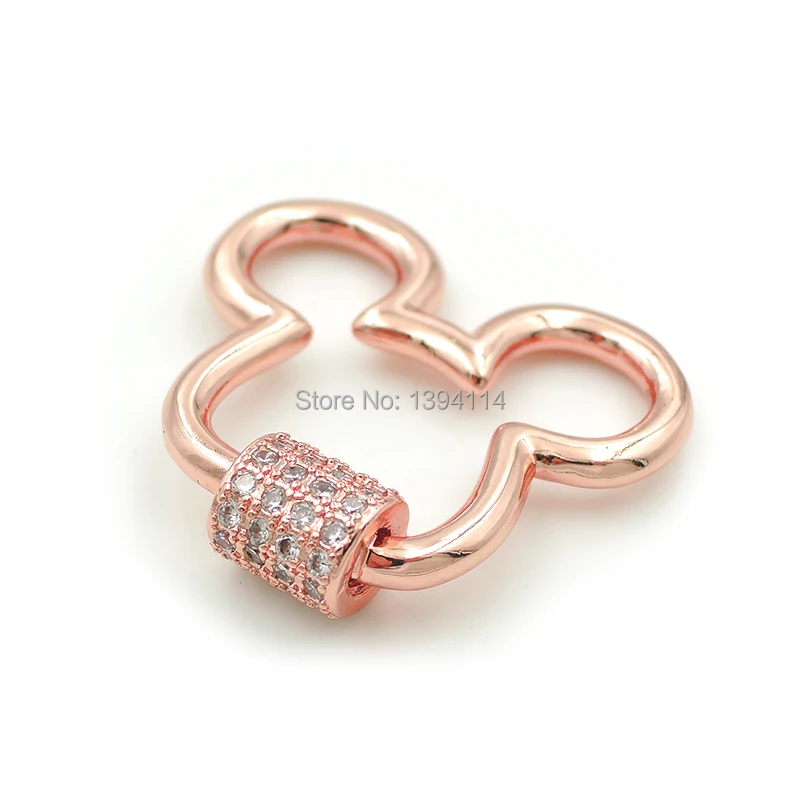 Micro Pave – vis à tête de souris en CZ transparent, 27x25x6mm, fermoirs, accessoires