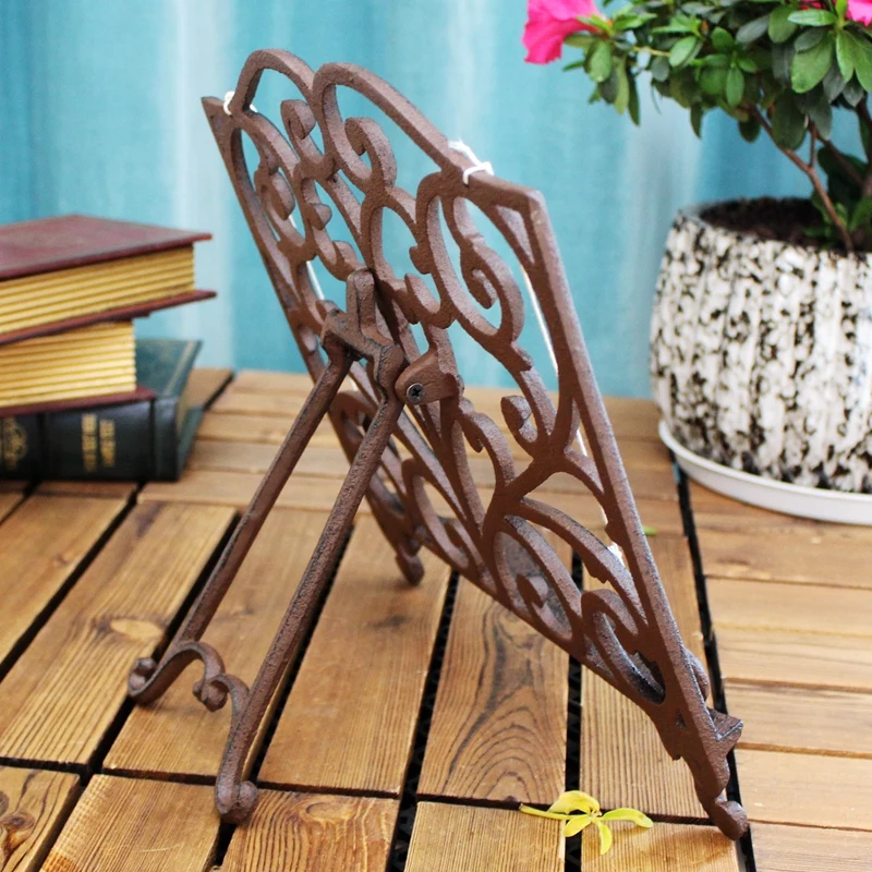 Rustic Vintage Shabby Retro Wrought Iron Metal Cookbook Holder Stand Display