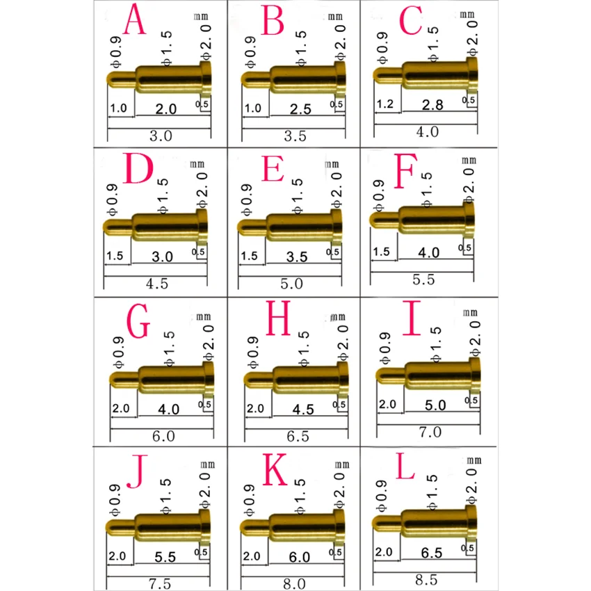 5-200PCS High Current Spring Loaded Pogo Pin Male Female Connector Power Heavy Current Battery Connector POGOPIN Header Charge