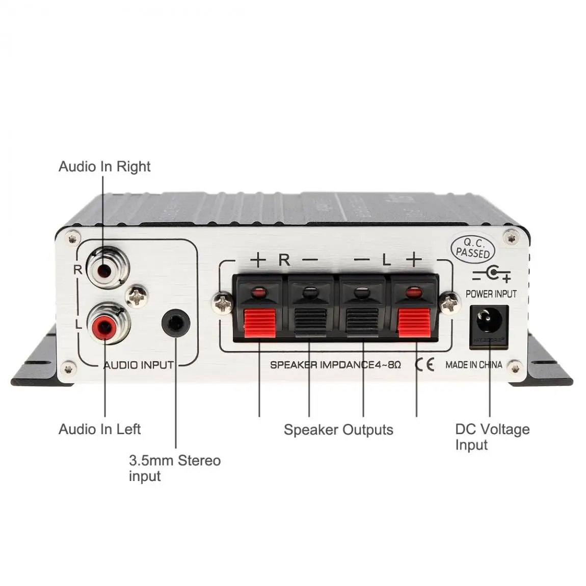 Mini caixa de som hi-fi estéreo digital, amplificador de potência com 50w e 12v, áudio de automóvel, mp3 e entrada de áudio 3.5mm, soquete mp3