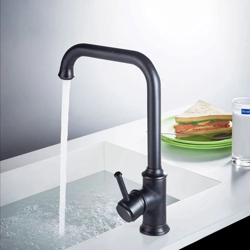 Kitchen Sink Faucet Kitchen Faucets 360 Degree Black Brass Swivel Kitchen Sink Mixer Taps Crane Faucet Hot and Cold Cocina Torne