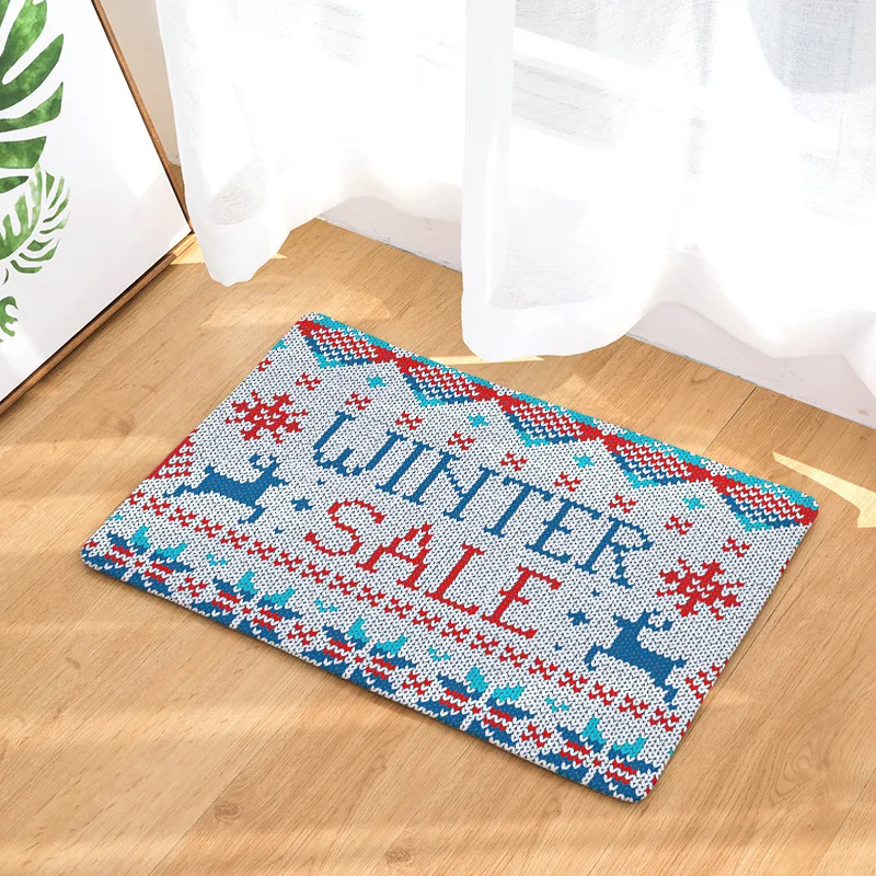 Christmas Doormat Entrance Welcome Rug Floor Stair Kitchen Hallway Carpets Modern Front Door Decoration Flannel Outdoor Carpet