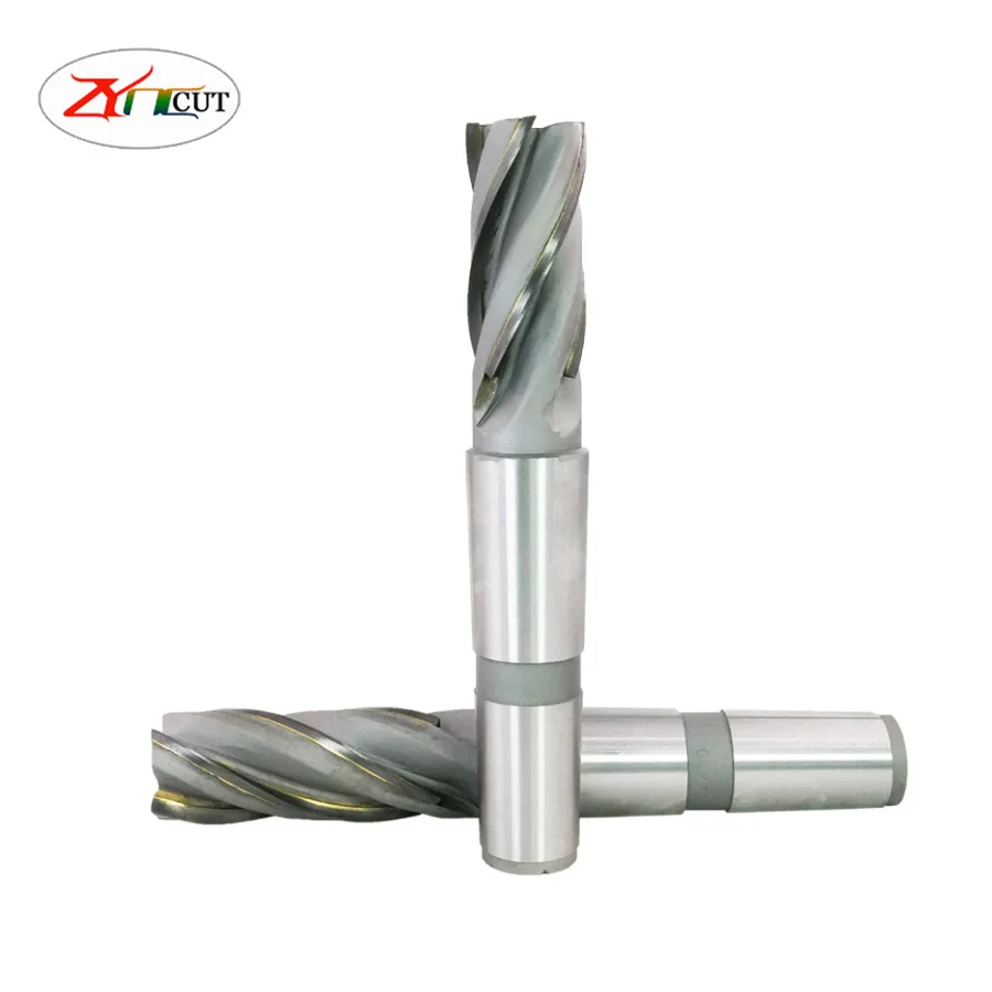 MT2 MT3 4# 20/25/30/35/40/50mm High speed steel insert carbide spiral milling cutter End mill with taper shank with welding edge