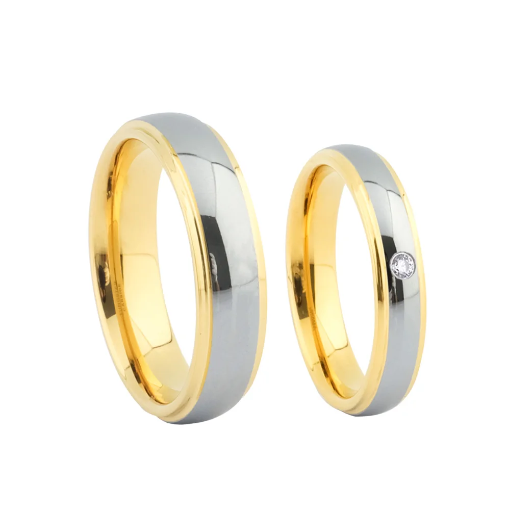 Wedding bands Tungsten carbide Ring Love Alliance jewelry Classic Golden marriage anniversary couple rings for men and women