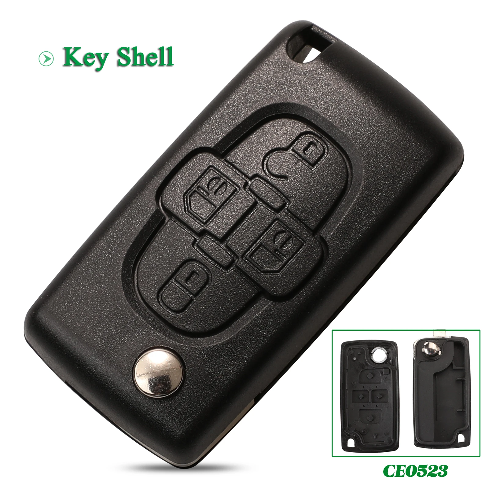 jingyuqin 4 Buttons For Peugeot 1007 Citroen C8 Fob Remote Smart Car Key Shell Case Uncut HU83/VA2 Blade CE0523 Replacement