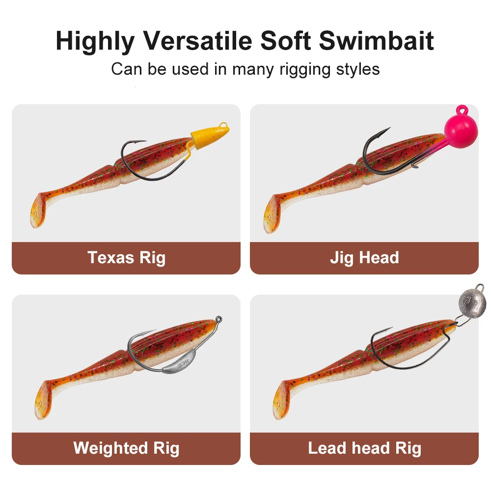 ESFISHING Weicher Angelköder Easy Shiner 100mm 125mm 155mm 200mm Swimbaits Pesca Leurre Souple Silikonköder für Hecht und Barsch – Detail 5