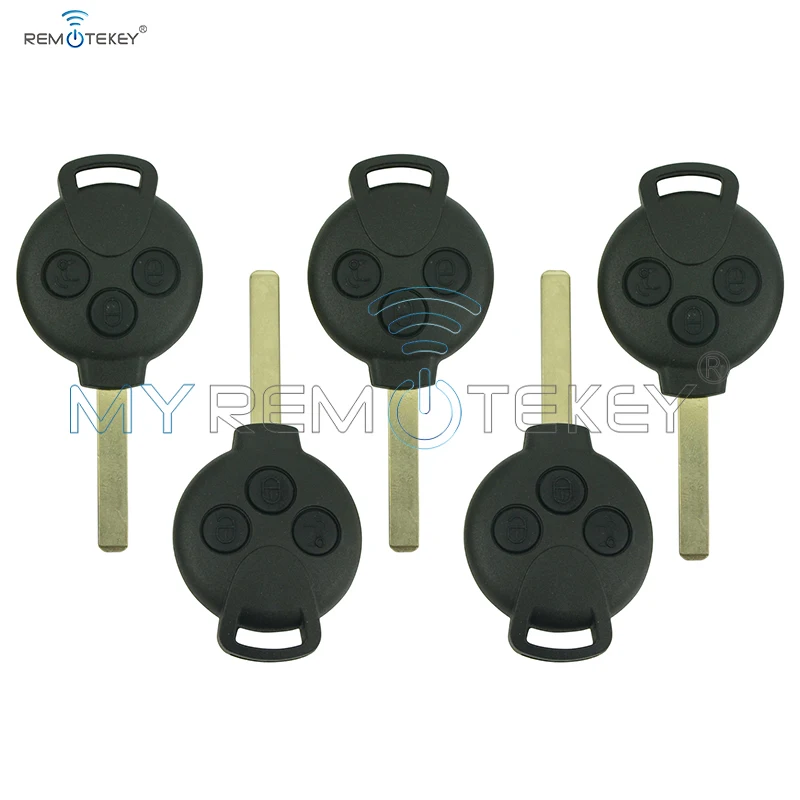 

5pcs Remote car key fob 3 button 434 mhz 7941 chip for Smart Fortwo 2007 2008 2009 2010 2011 2012 2013 remtekey