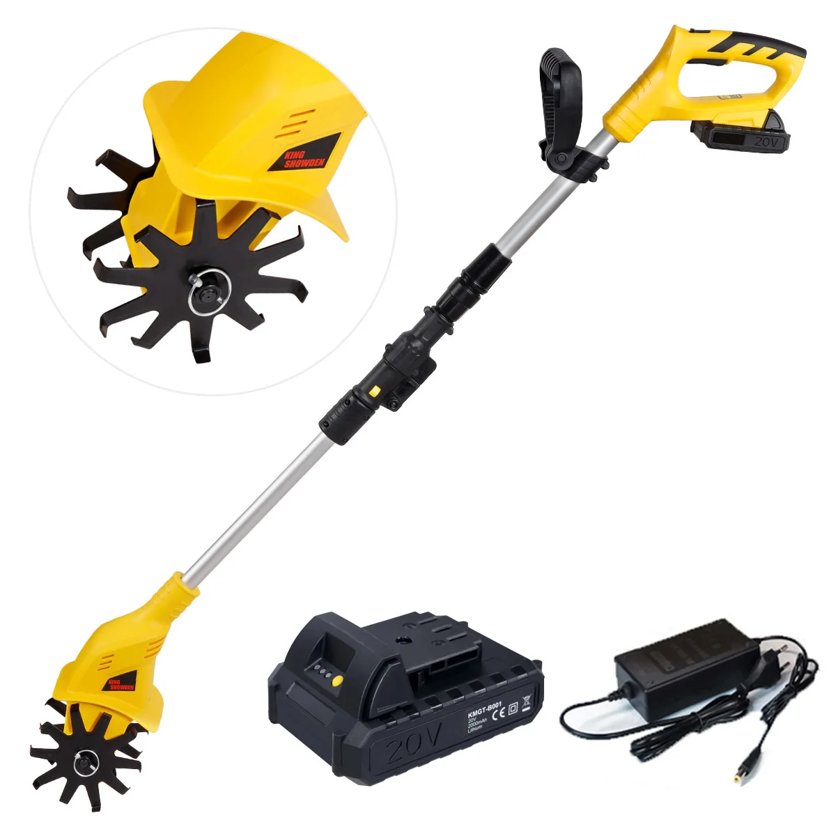 20V Handheld Tiller Garden Rotary Mini Cultivator Machine Cordless Garden Tractor Power Tool Portable Grass Trimmer Cultivator