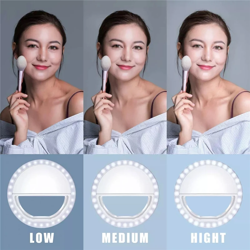 Roreta Mới Flash Vòng LED Selfie Đèn Di Động Điện Thoại Đèn LED Selfie Đèn Dạ Quang Vòng Kẹp Cho Điện Thoại Thông Minh Sống