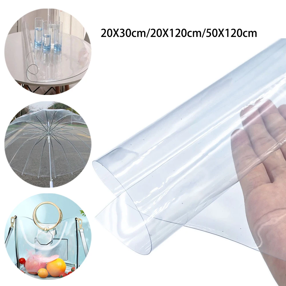 50*120CM Roll Clear Ultra-Transparent PVC Fabric Soft Glass Cloth Waterproof DIY Craft Decor Protective PVC Fabric