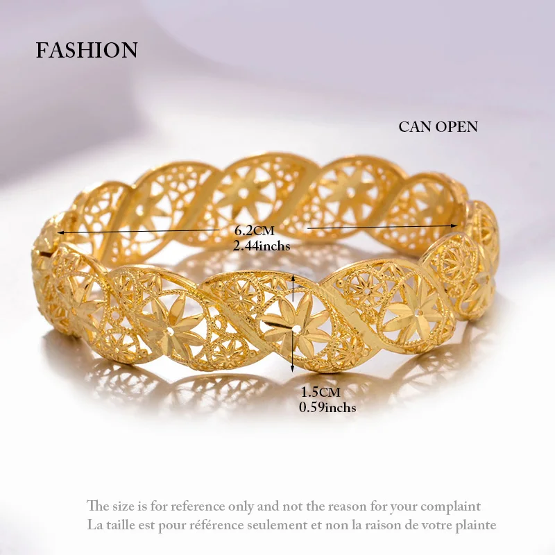 Bangls 4Pcs/lot Ethiopian Africa Gold Color Bangles For Women Flower Bride Bracelet African Wedding Jewelry Middle East Items