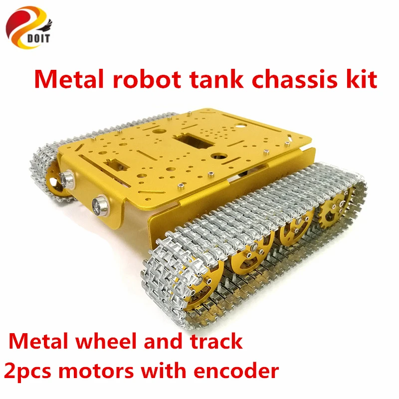 SZDOIT with Control Kit T200 Full Metal Crawler Robot Platform Smart Tracked Tank Chassis 2pcs Motors DIY RC Toy for Arduino