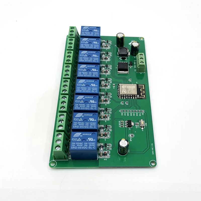 ESP8266 Módulo de Relé WiFi 8-Way, Placa de Desenvolvimento de Canais ESP-12F 8, Controle Remoto Doméstico Inteligente, DC 5V, 7-28V