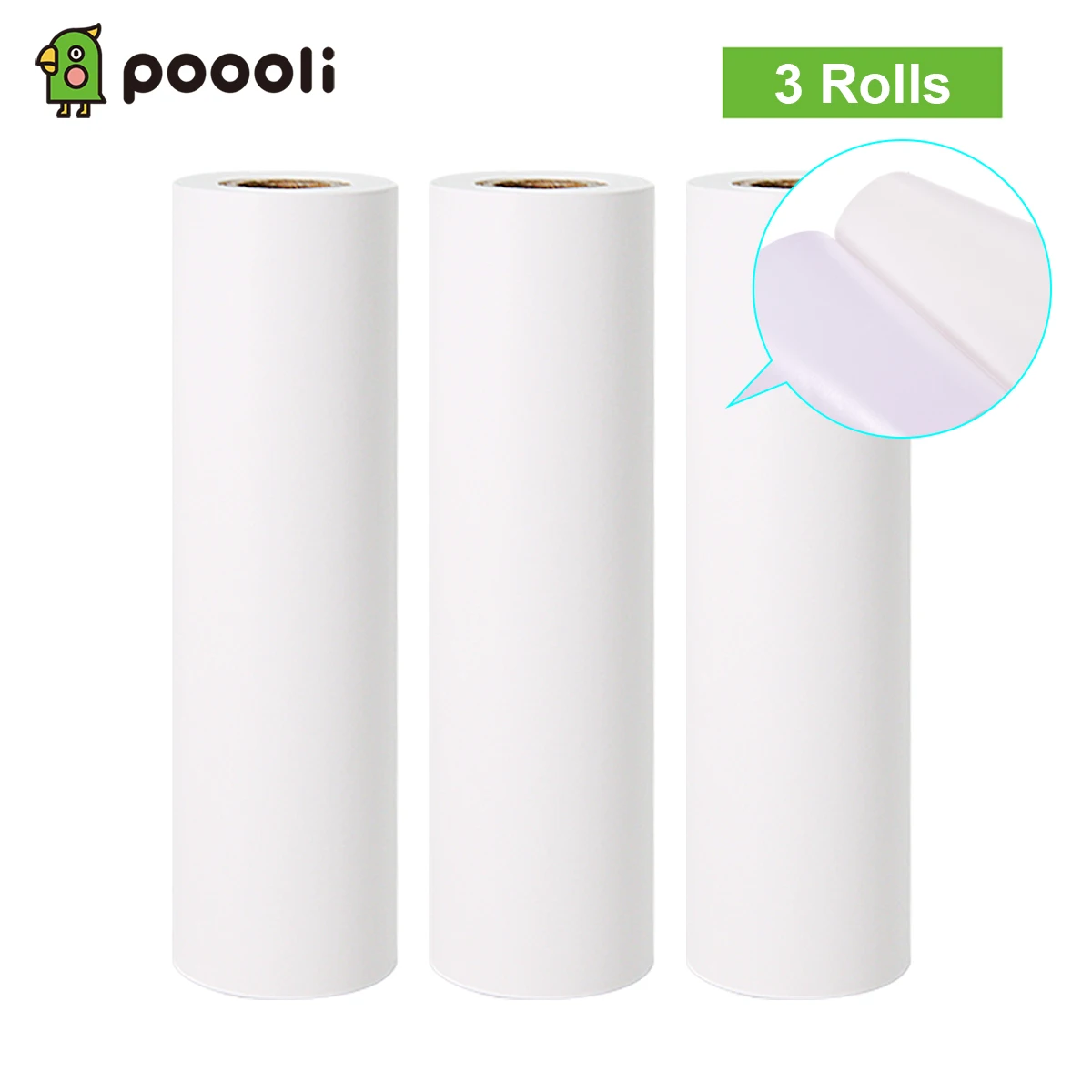 3 Rolls Poooli 110 * 30mm White Thermal Paper Roll BPA-Free Long-Lasting 10-Years Paper for Poooli L3 Portable Thermal Printer