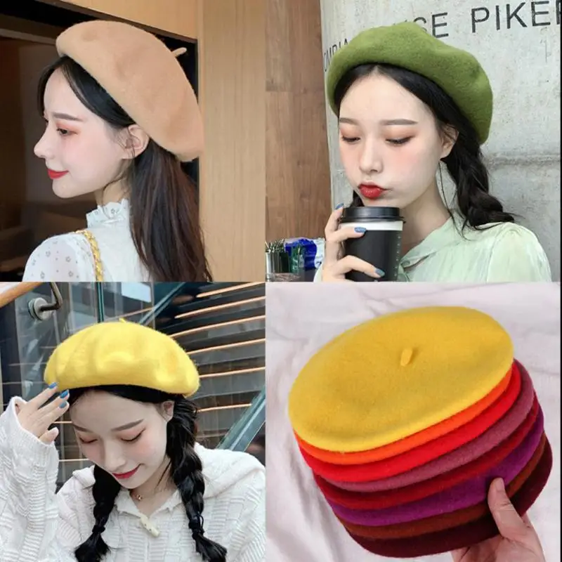 Winter Hats For Women Berets Painter Cap Autumn Winter Hat Female Flat French Artist Beret Girls Vintage Warm Casual