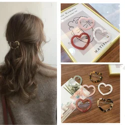 Fashion Arylic Heart Shaped Hair Clips For Women Acetate Barrette Headwear Leopard Hairpin Girls Hair Styling Accessories