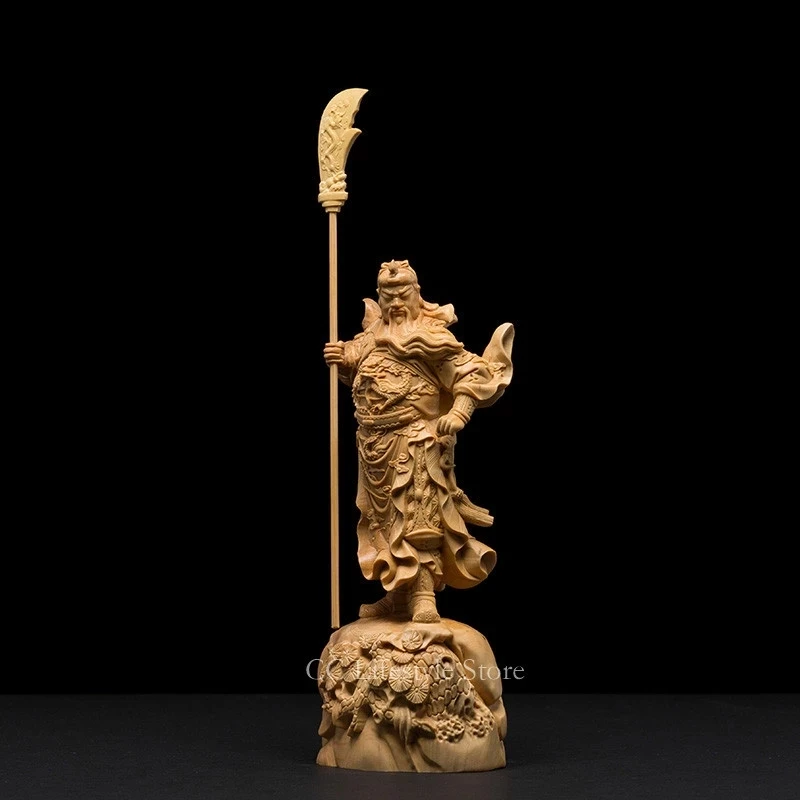 18CM Guan Yu Statue Wood Dynasty Warriors Buddha Statue Vintage Craft Statues for Decoration Chinese Historical Figure Guan Gong