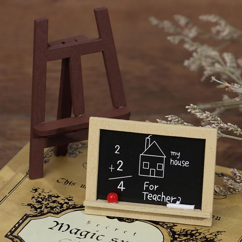 1pc Blackboard Chalkboard W/ Easel Dollhouse Classroom Miniature Accessories