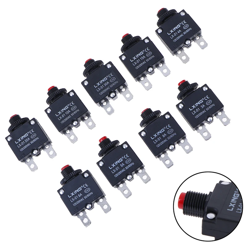 Circuit Breaker Overload Protector Switch Fuse 3A 4A 5A 6A 8A 10A 15A 20A 30A Thermal switch overload protector push button