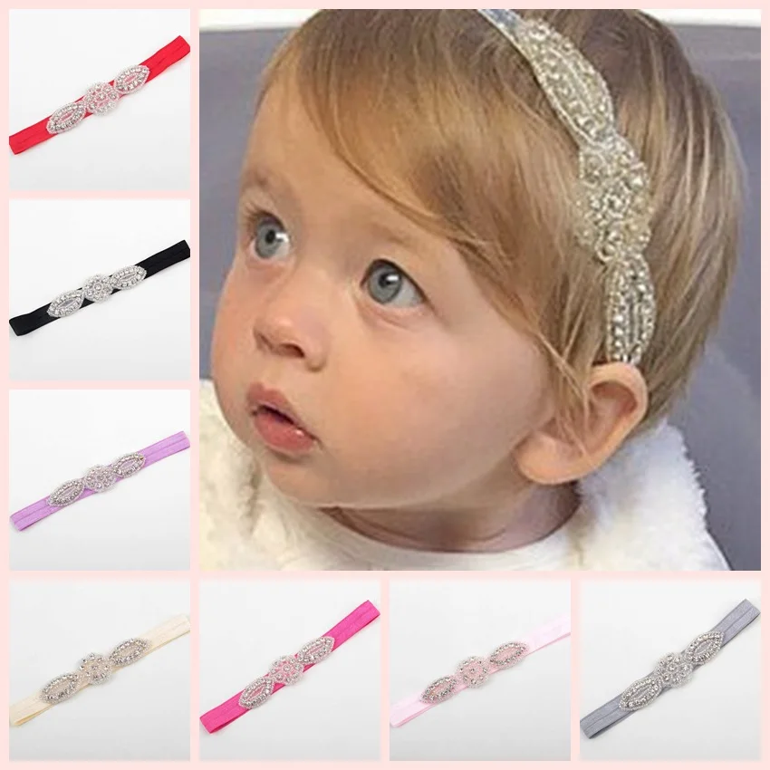 Yundfly Crystal Rhinestone Headband Elastic Baby Girls Head Accessories Children Hair Bands Party Headwear Photo Shoot