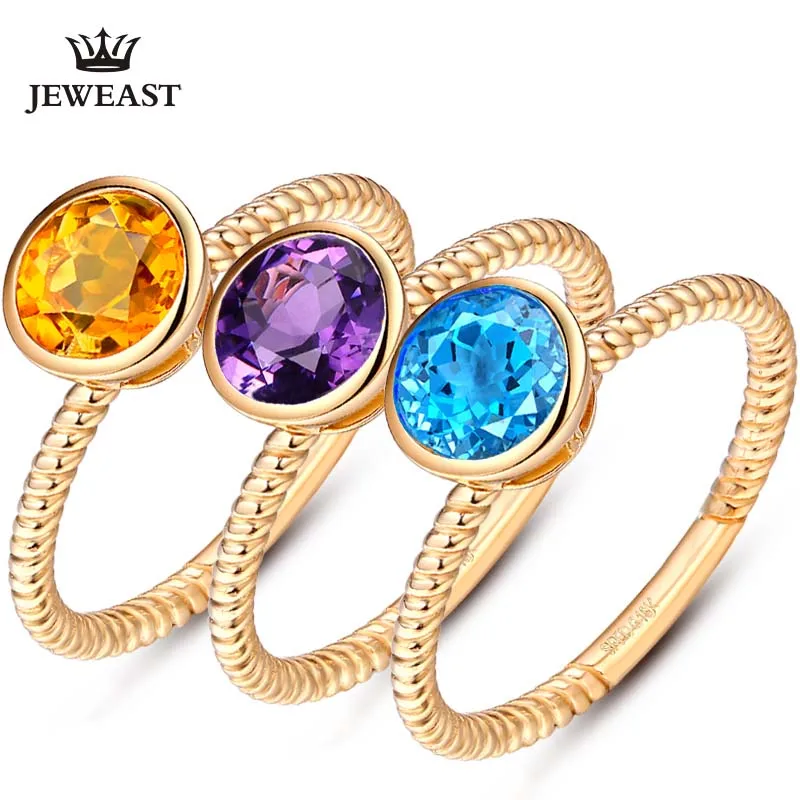 

SLFD Natural topaz/Citrine/Amethyst 18K Pure Gold 2023 New Hot Selling Top Ring Shape Ring For Ladies Woman Genuine Jewelry