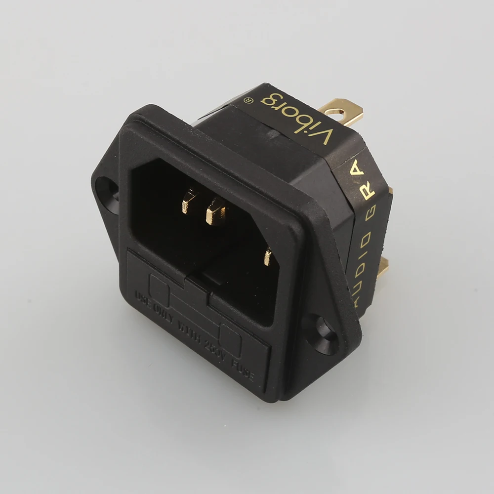FI-03G 24-karatowe pozłacane gniazdo wejściowe IEC AC Gniazdo wejściowe IEC z lutowanym gniazdem HIFI z bezpiecznikiem