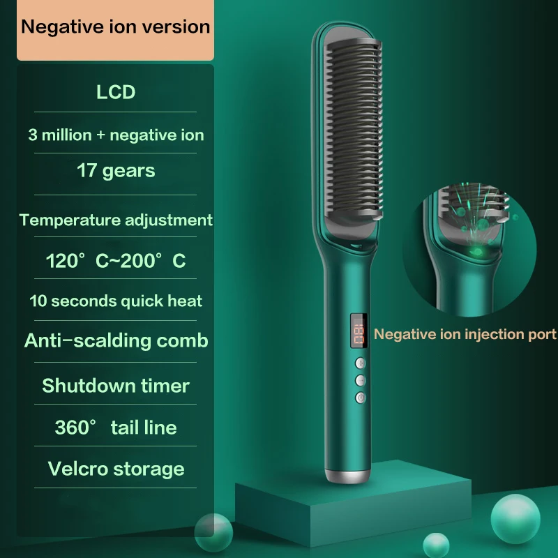 Professionelle Haarglätter Curler Negative Ionen Flüssigkeit Kristall Display Dauerwelle Glättung Pinsel Kamm Styler Friseur Werkzeug