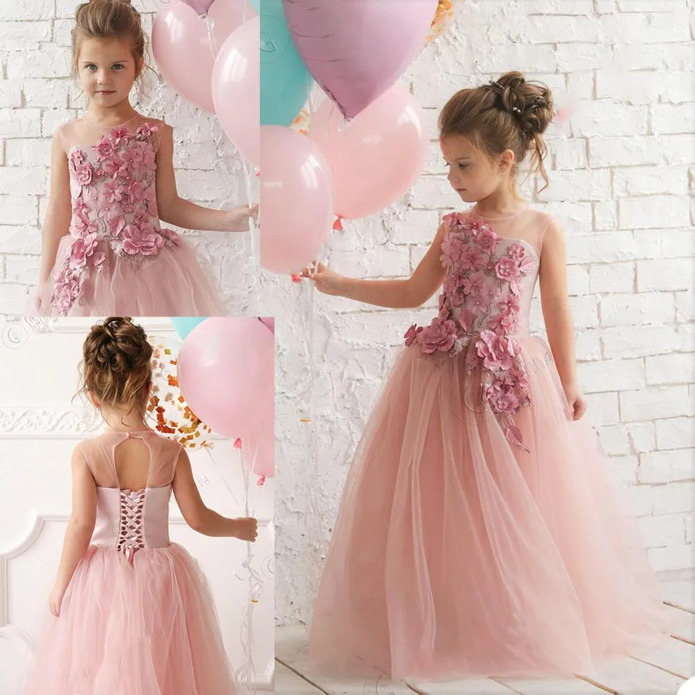 جديد زهرة فتاة فساتين Jewel جوهرة وشاح الدانتيل صافي طفلة عيد الميلاد عيد الميلاد الأولى بالتواصل فستان الأطفال فتاة فستان الحفلات