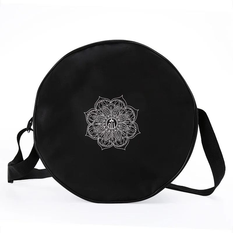 Yoga Wheel Bag Nylon Black Mandala Flower Yoga Circle Bag Large Capacity Double Zipper Pilates Wheel Backpack Fitness Sport Bag