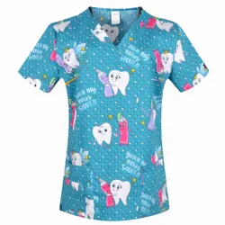 Women Scrub Top with V neck 100% Cotton Dentist Scrub Uniforms