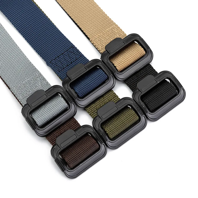 Military Men Belt New Army Belts Adjustable Belt Men Outdoor Travel Tactical Waist Belt with for Aluminum alloy buckle 125cm