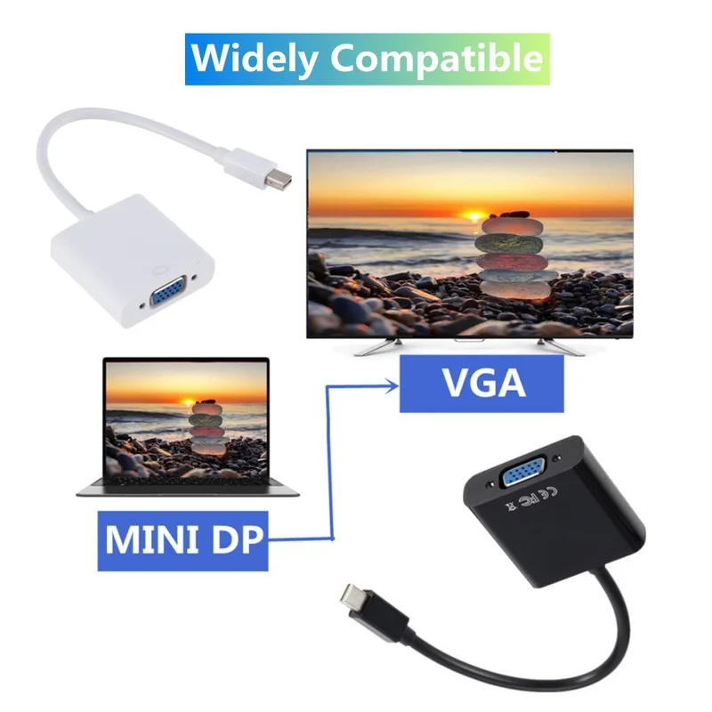 3 w 1 Mini DP DisplayPort na HDMI kompatybilny VGA DVI Adapter Mini DP konwerter kabla dla MacBook Pro Air Mini DisplayPort