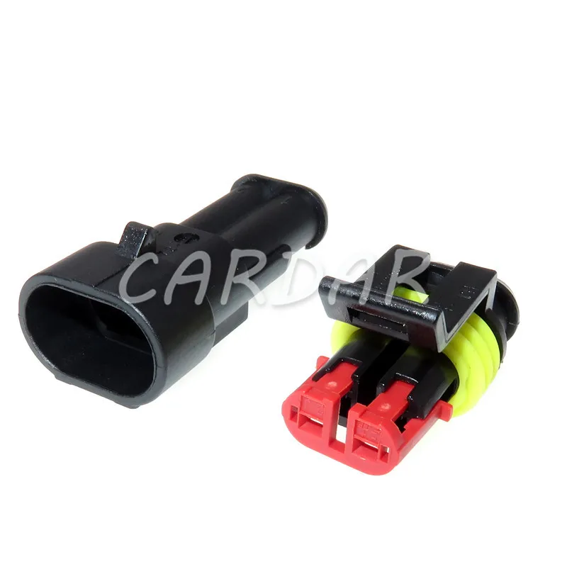 Conector eléctrico automotriz impermeable, enchufe de cableado para automóviles, supersellado, 2 pines, 282104-1, 282080-2 AMP, 1 juego