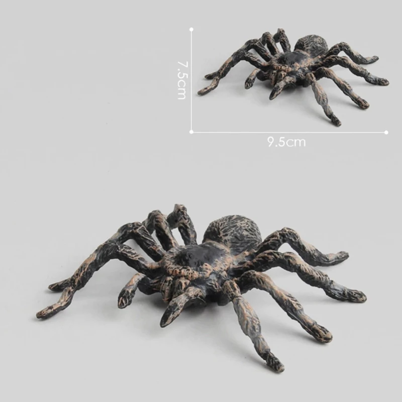 2Pcs 9.5cm Large Fake Realistic Spider Insect Model Toy Fun Halloween Scary Prop