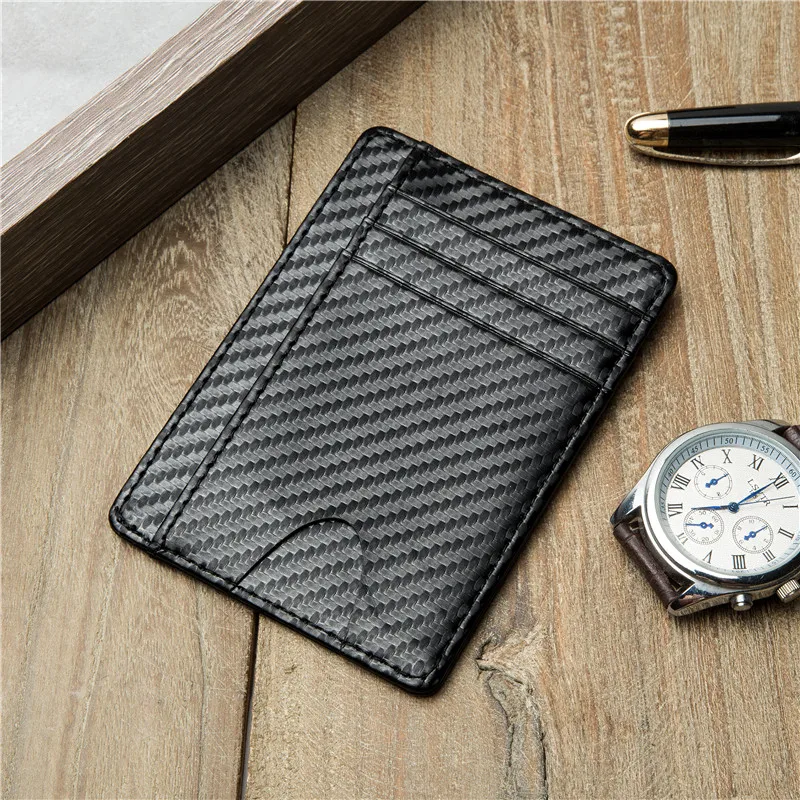 ZOVYVOL 2024 New Fashion Style Black Carbon Fiber Card Holder Slim Thin RFID Men Women Smart Small Wallet PU Leather Pocketbooks