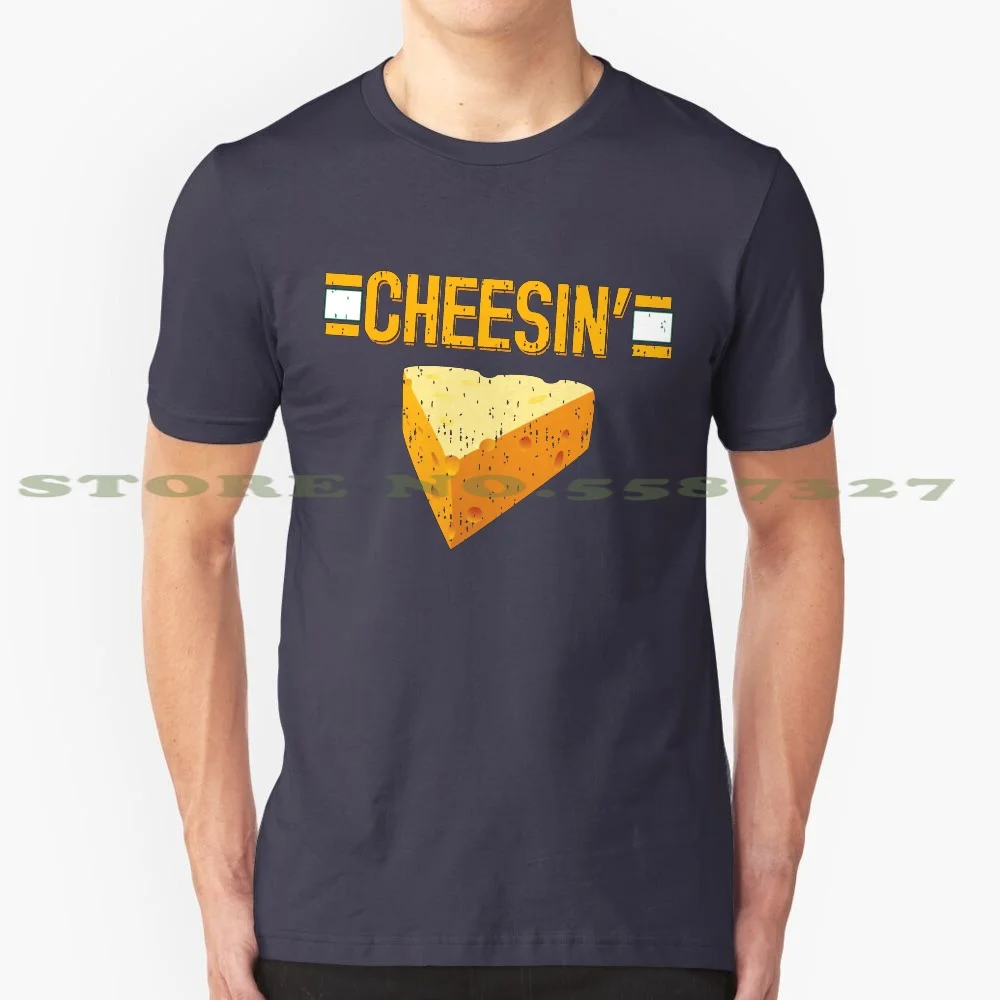 Cheesin' 100% Pure Cotton T-Shirt Packers Green Bay Gold Go Pack Go Lambeau Field Lombardi Wisconsin Fan Cheesehead Cheesin